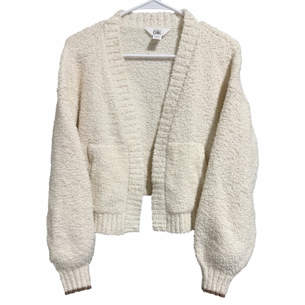 Athleta Girl Plush Knit Cardigan Magnolia White Girls Size X-Large (14)